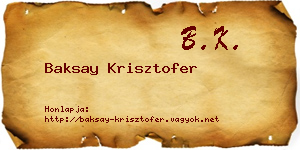 Baksay Krisztofer névjegykártya