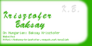 krisztofer baksay business card